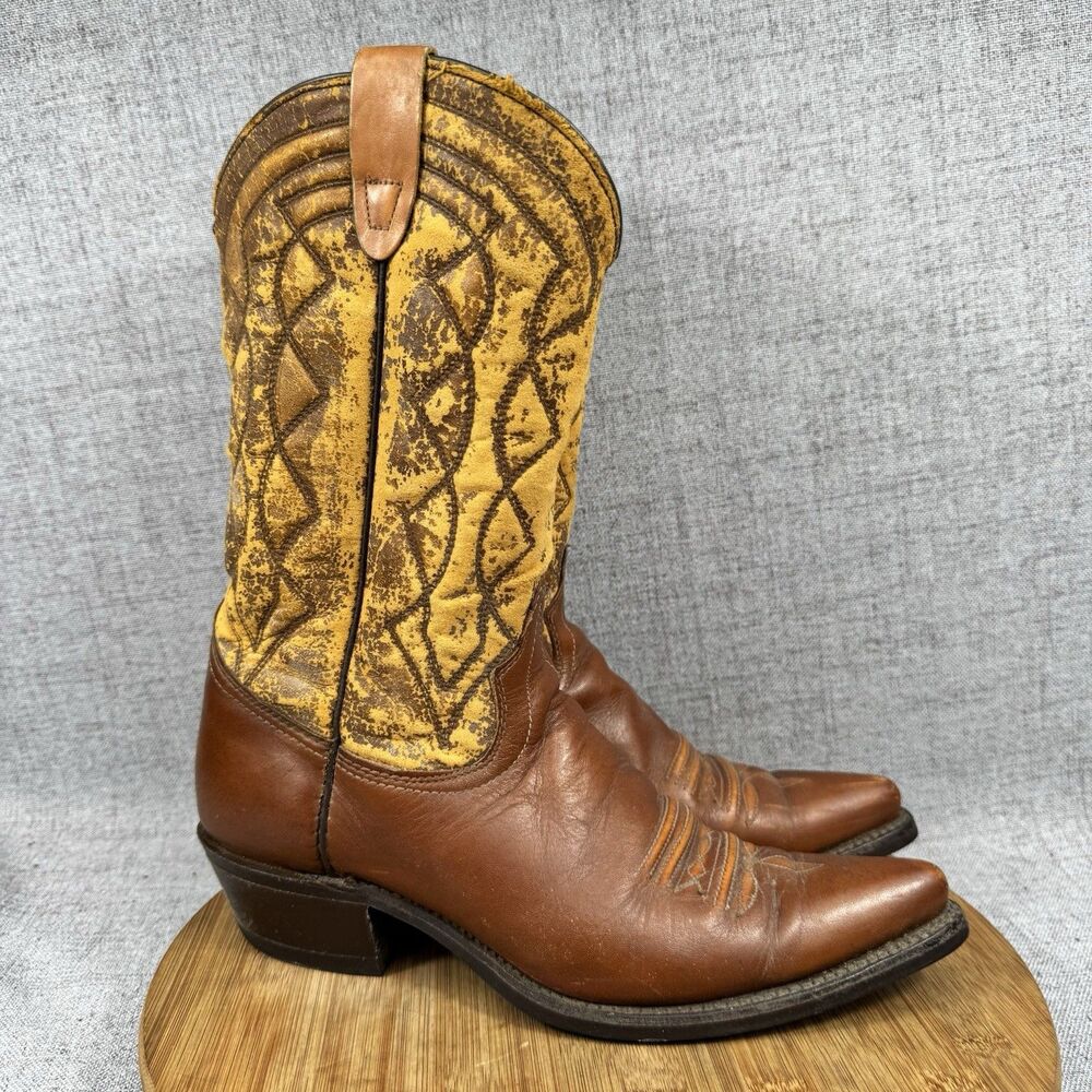Vintage Texas Western Boots Men's 9.5 D Cowboy Leather Riding